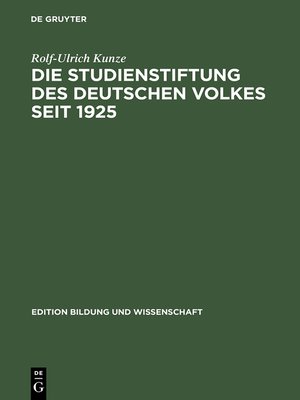 cover image of Die Studienstiftung des deutschen Volkes seit 1925